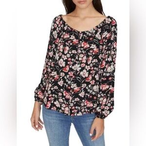 Sanctuary Black and Pink Floral Blouse